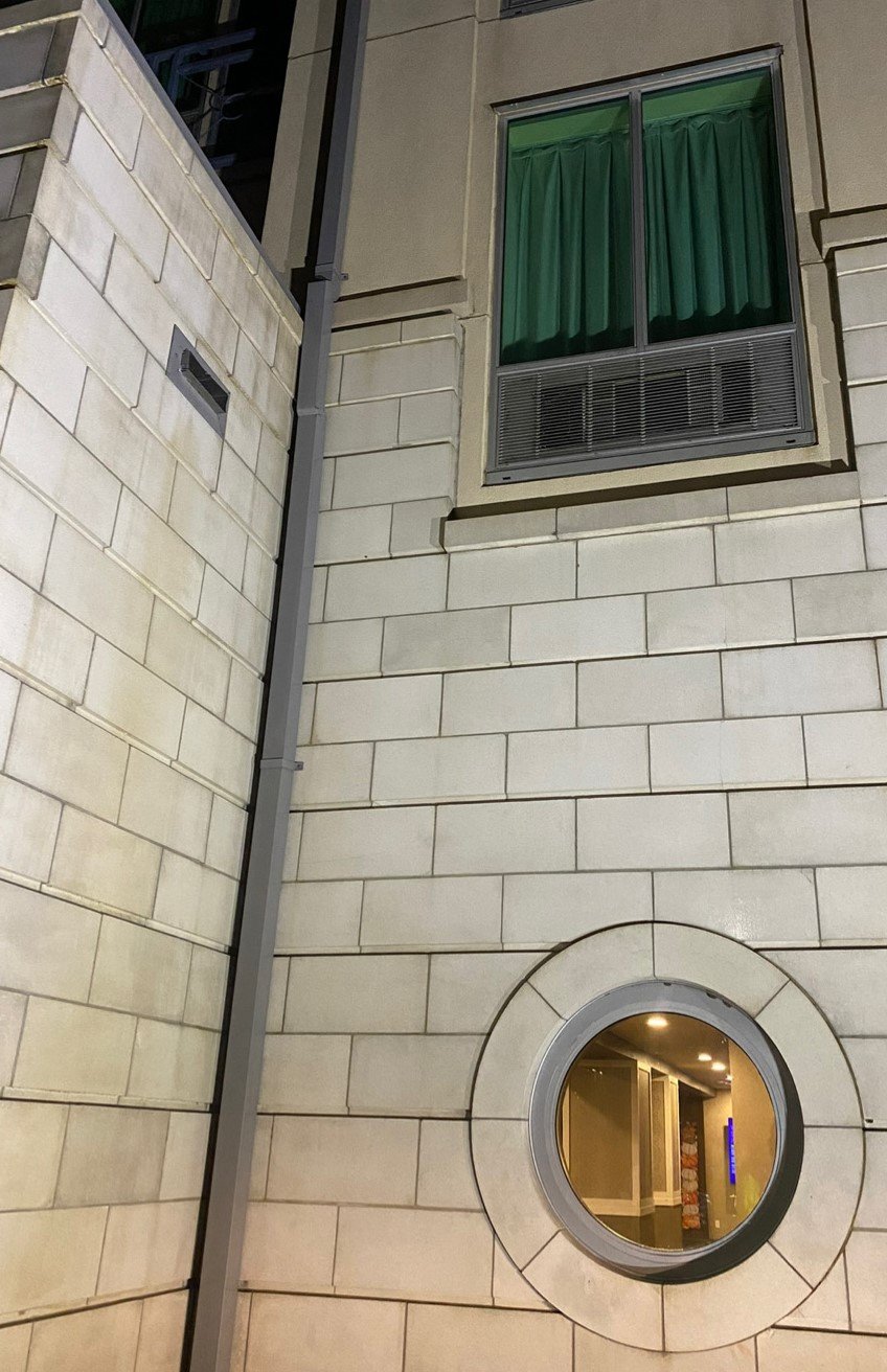 After pressure washing - clean brick wall