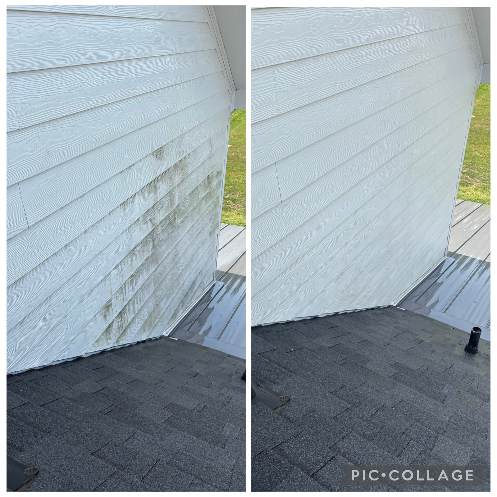 Before and after soft washing house siding - mold removal Shreveport LA