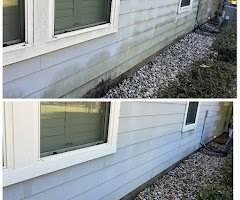 Before and after soft wash on house siding - Presidential Services Shreveport LA