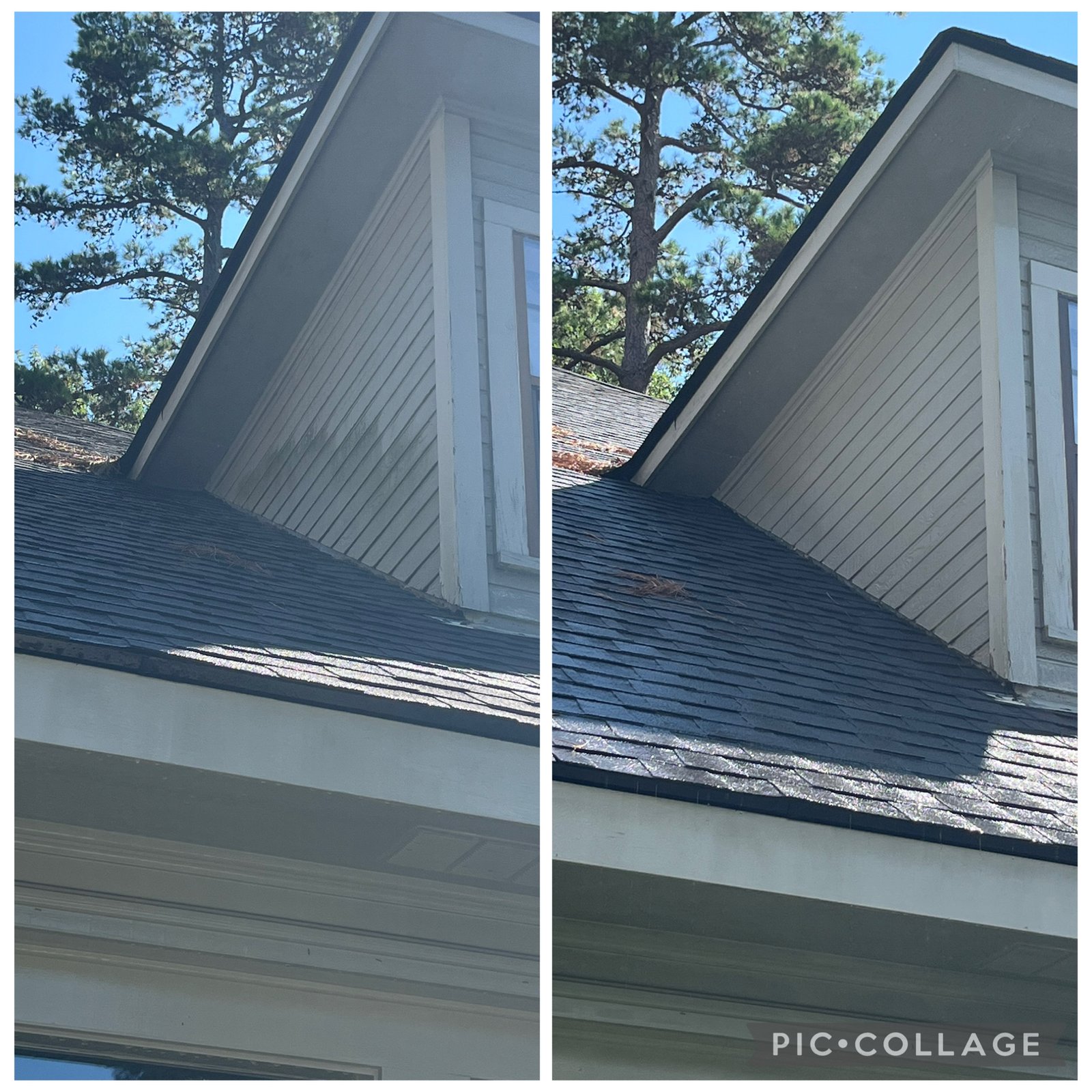 Before and after roof and siding soft wash - Presidential Services Shreveport LA