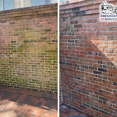 Before and after brick wall pressure washing - Presidential Services Shreveport