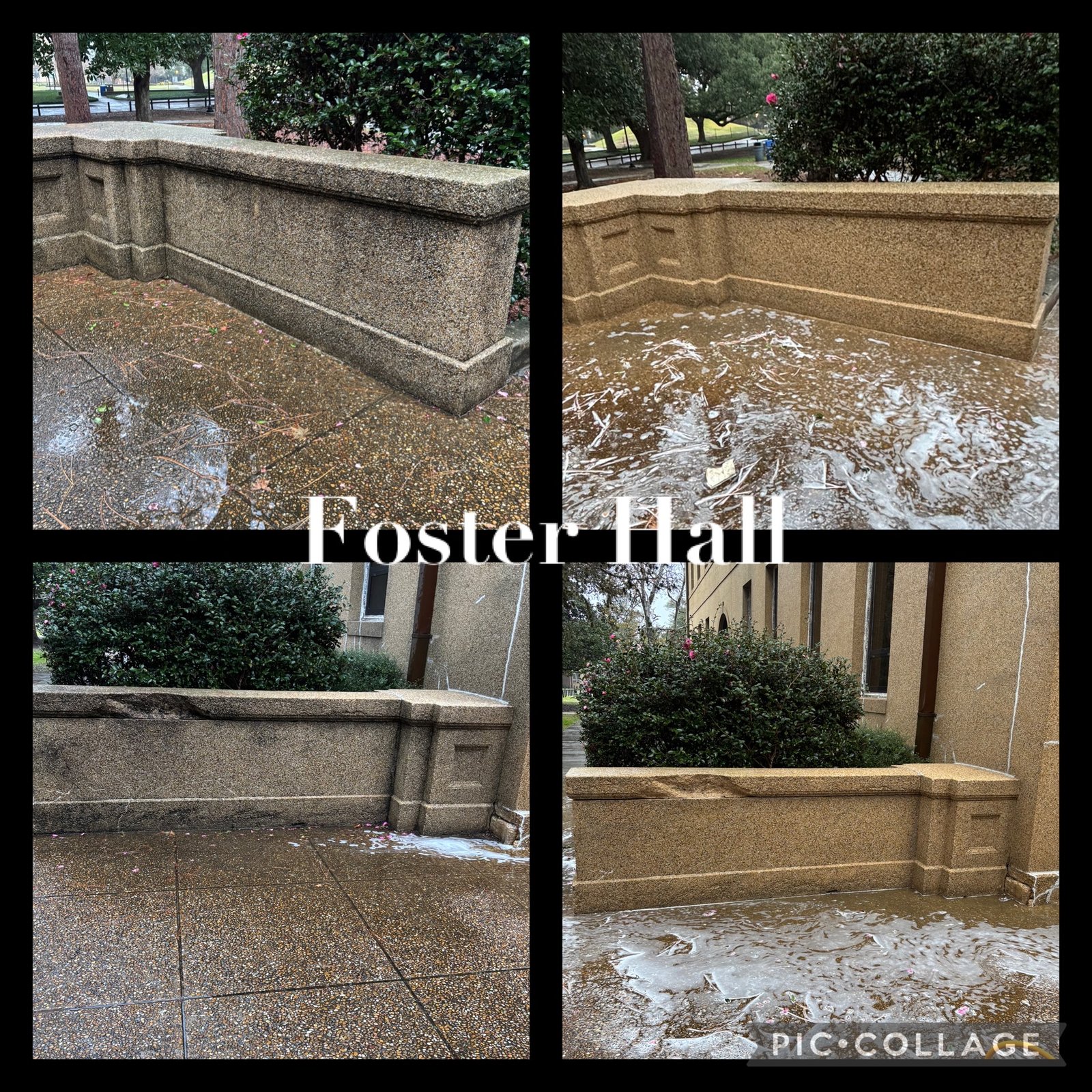 Foster Hall building exterior pressure washing - Presidential Services Shreveport